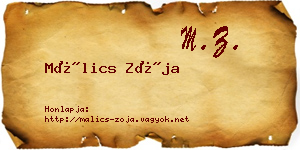 Málics Zója névjegykártya